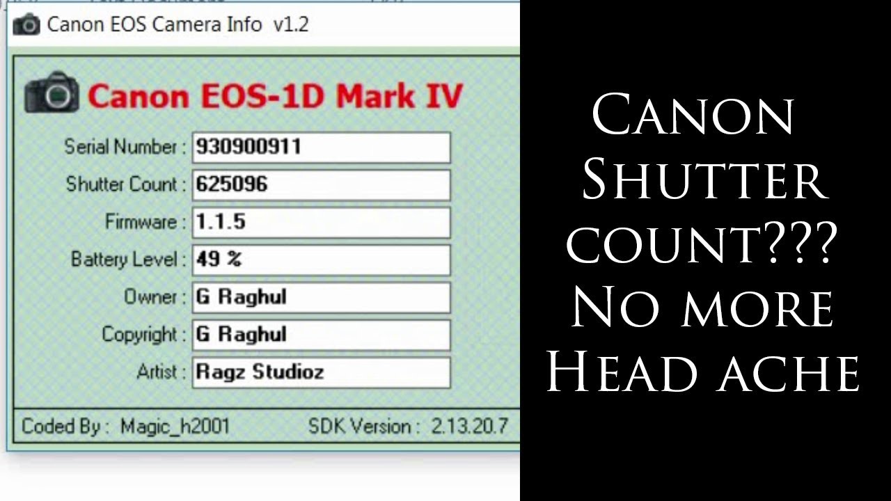 Canon eos camera info v1.2 mac download software